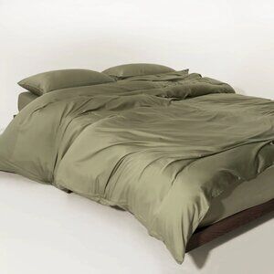 Slashop Bamboo Duvet Cover King Sage Green Cooling Pet Hair Repellent Luxury NEW